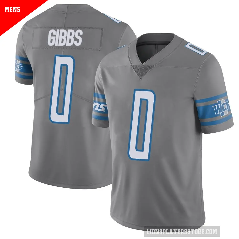 Men's Detroit Lions ＃0 Jahmyr Gibbs Limited Color Rush Steel Vapor Untouchable Jersey
