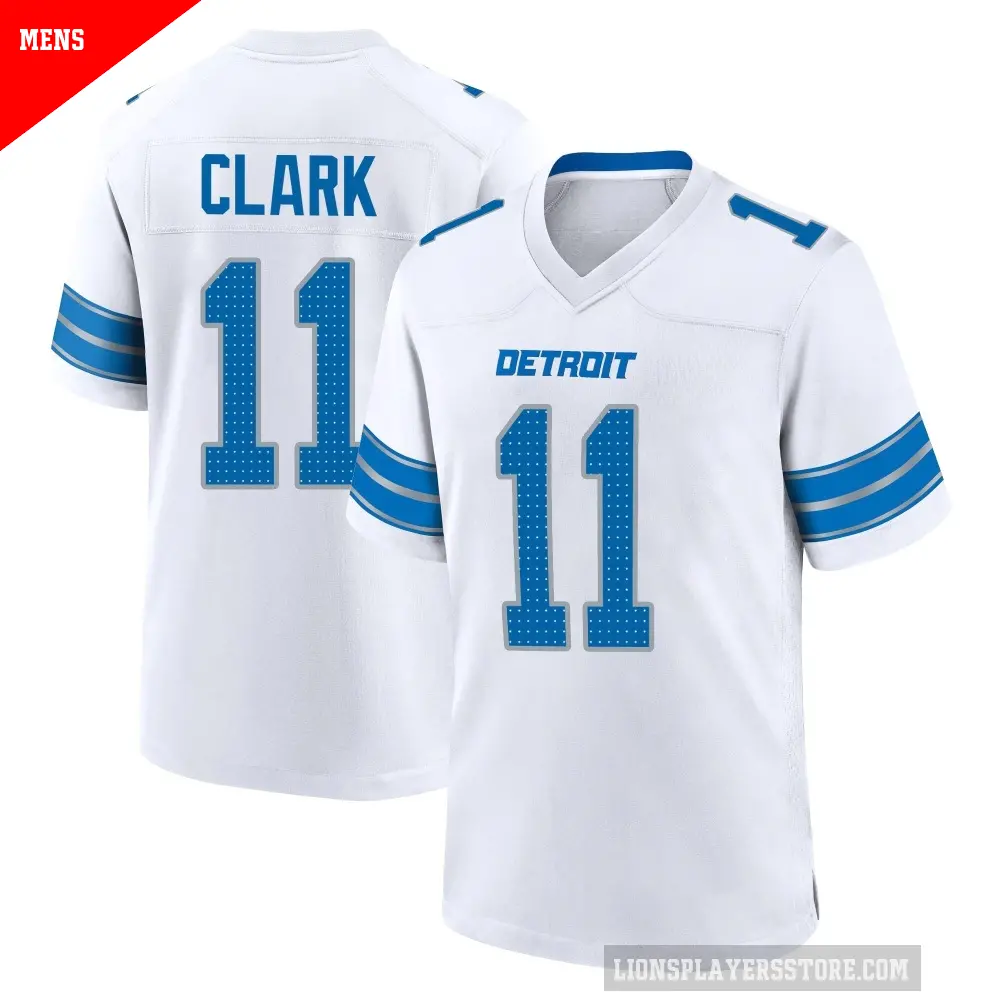 Men's Detroit Lions ＃11 Damone Clark White Game 2nd Jersey