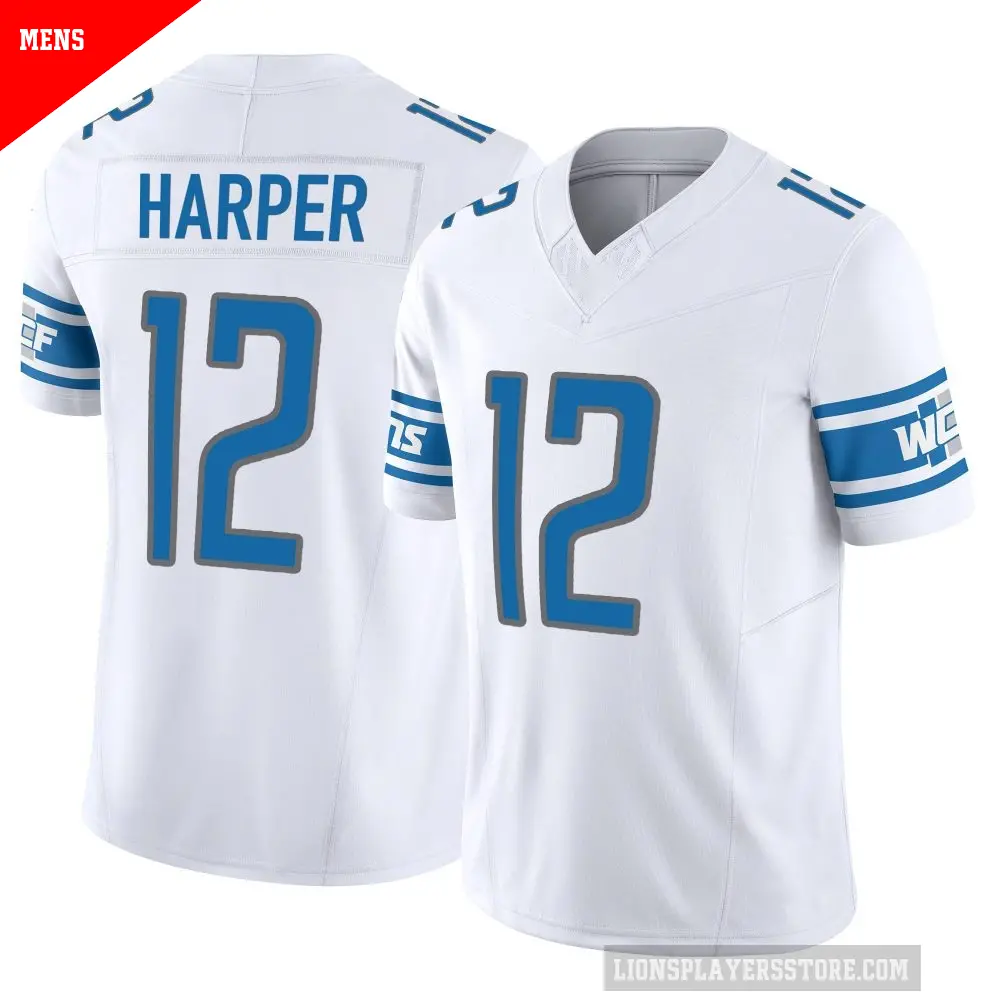 Men's Detroit Lions ＃12 Thomas Harper White Limited Vapor F.U.S.E. Jersey