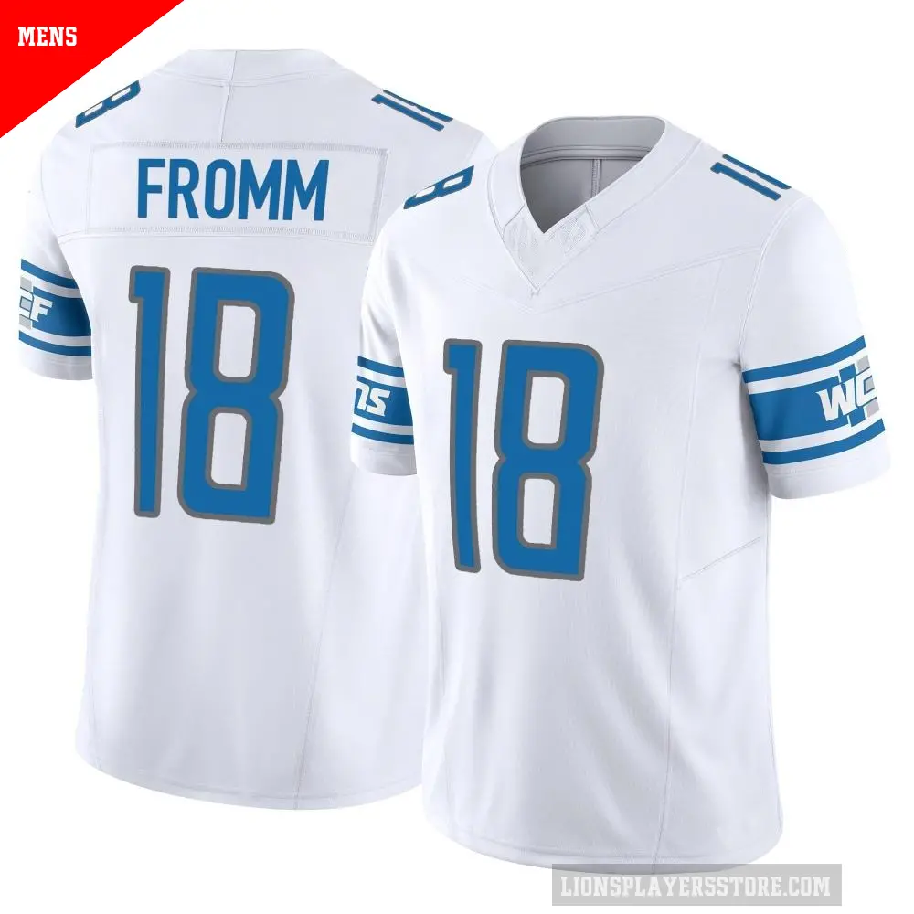 Men's Detroit Lions ＃18 Jake Fromm White Limited Vapor F.U.S.E. Jersey
