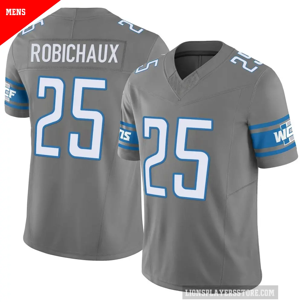 Men's Detroit Lions ＃25 Kye Robichaux Limited Silver Vapor F.U.S.E. Jersey