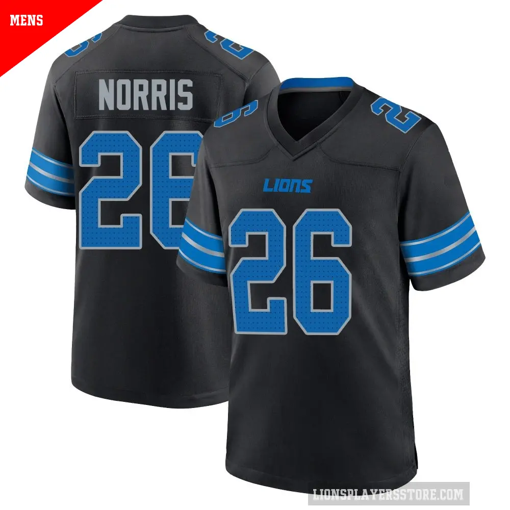 Men's Detroit Lions ＃26 Morice Norris Black Game Alternate 2nd Jersey