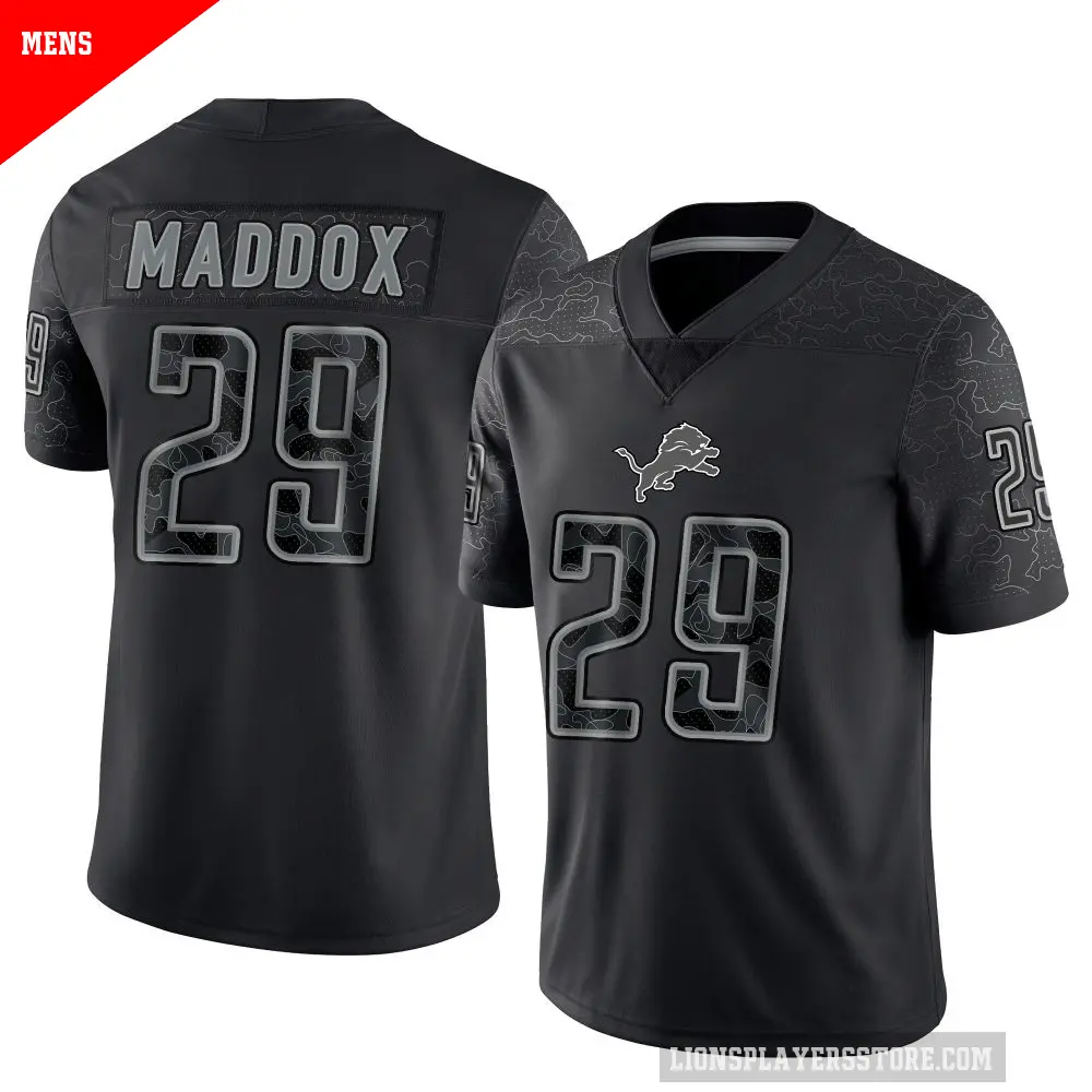 Men's Detroit Lions ＃29 Avonte Maddox Black Limited Reflective Jersey