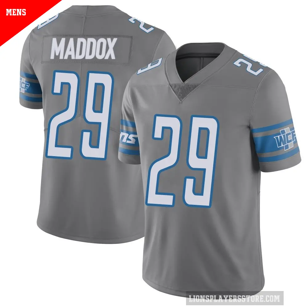 Men's Detroit Lions ＃29 Avonte Maddox Limited Color Rush Steel Vapor Untouchable Jersey