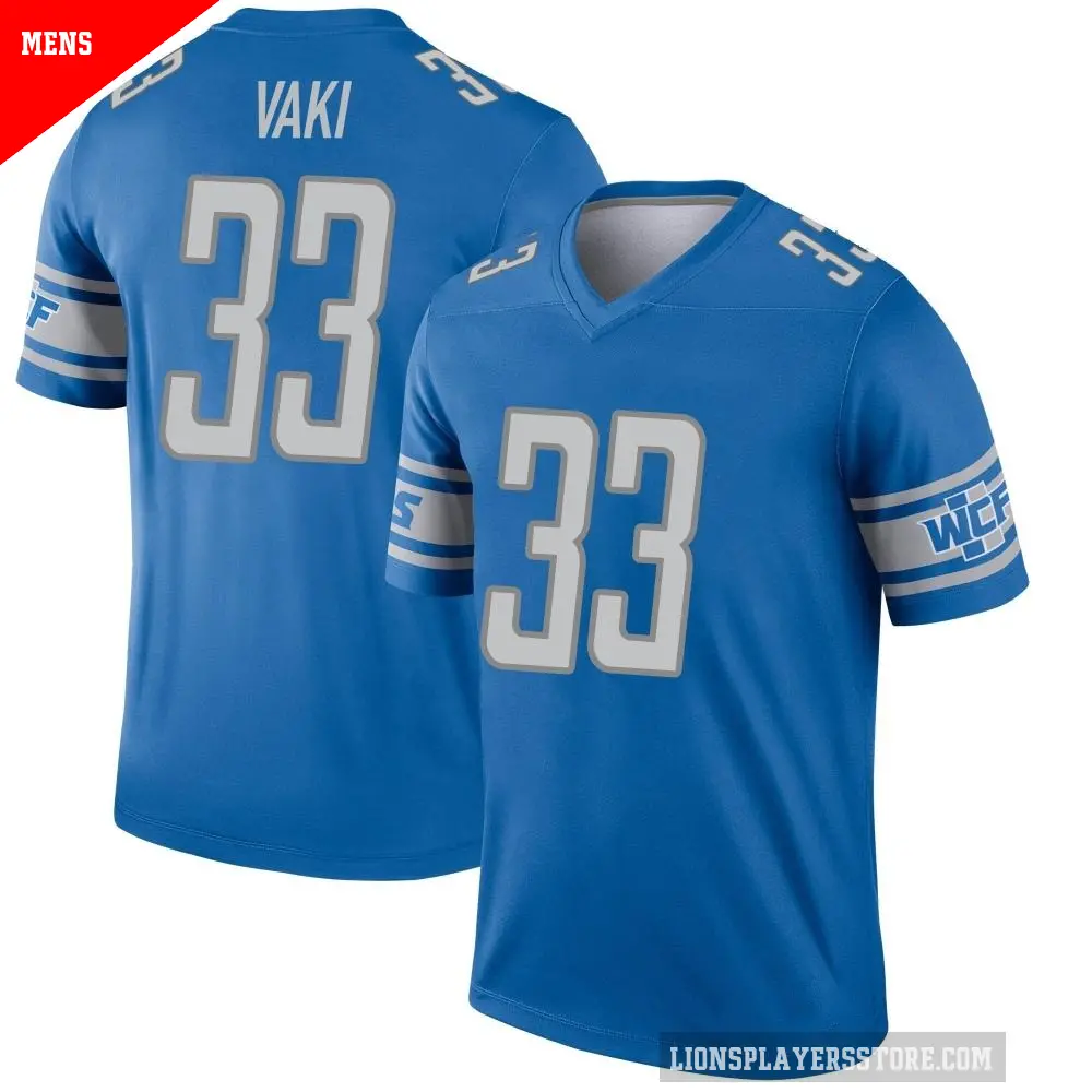 Men's Detroit Lions ＃33 Sione Vaki Blue Legend Jersey