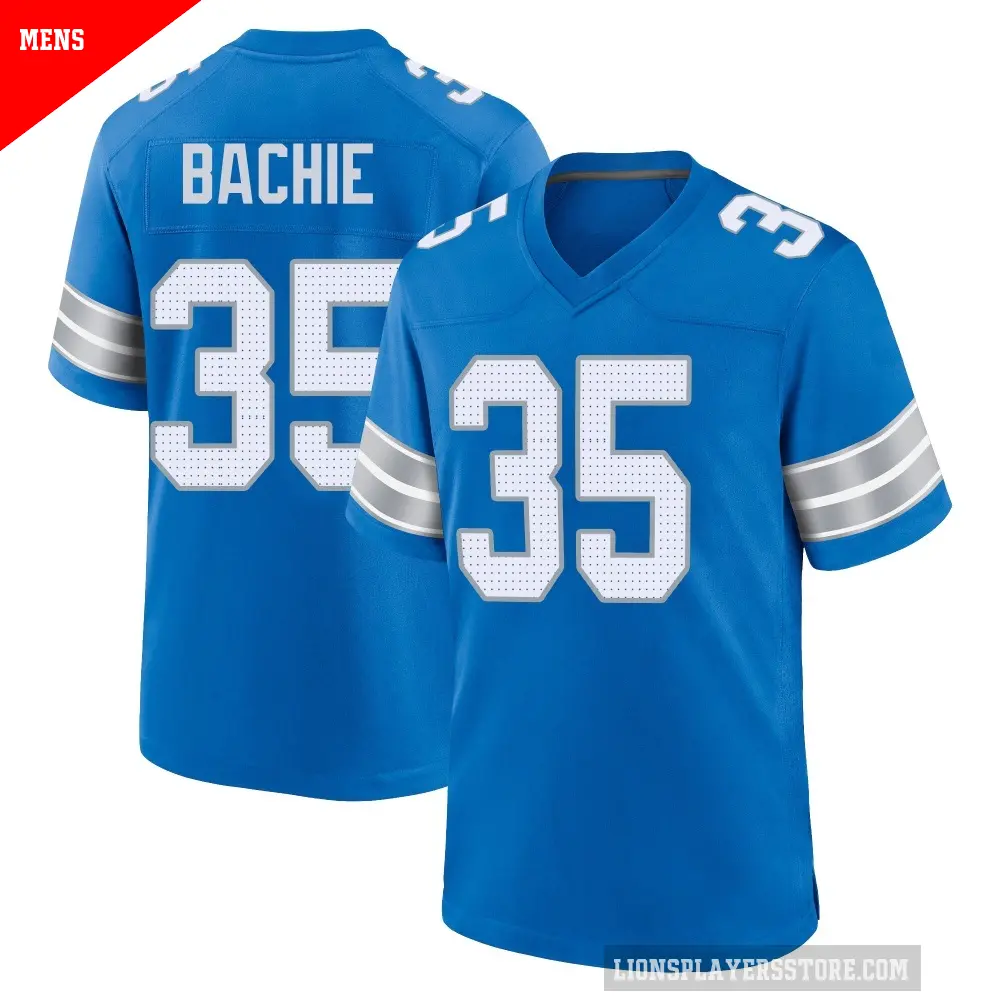 Men's Detroit Lions ＃35 Joe Bachie Blue Game 2nd Jersey
