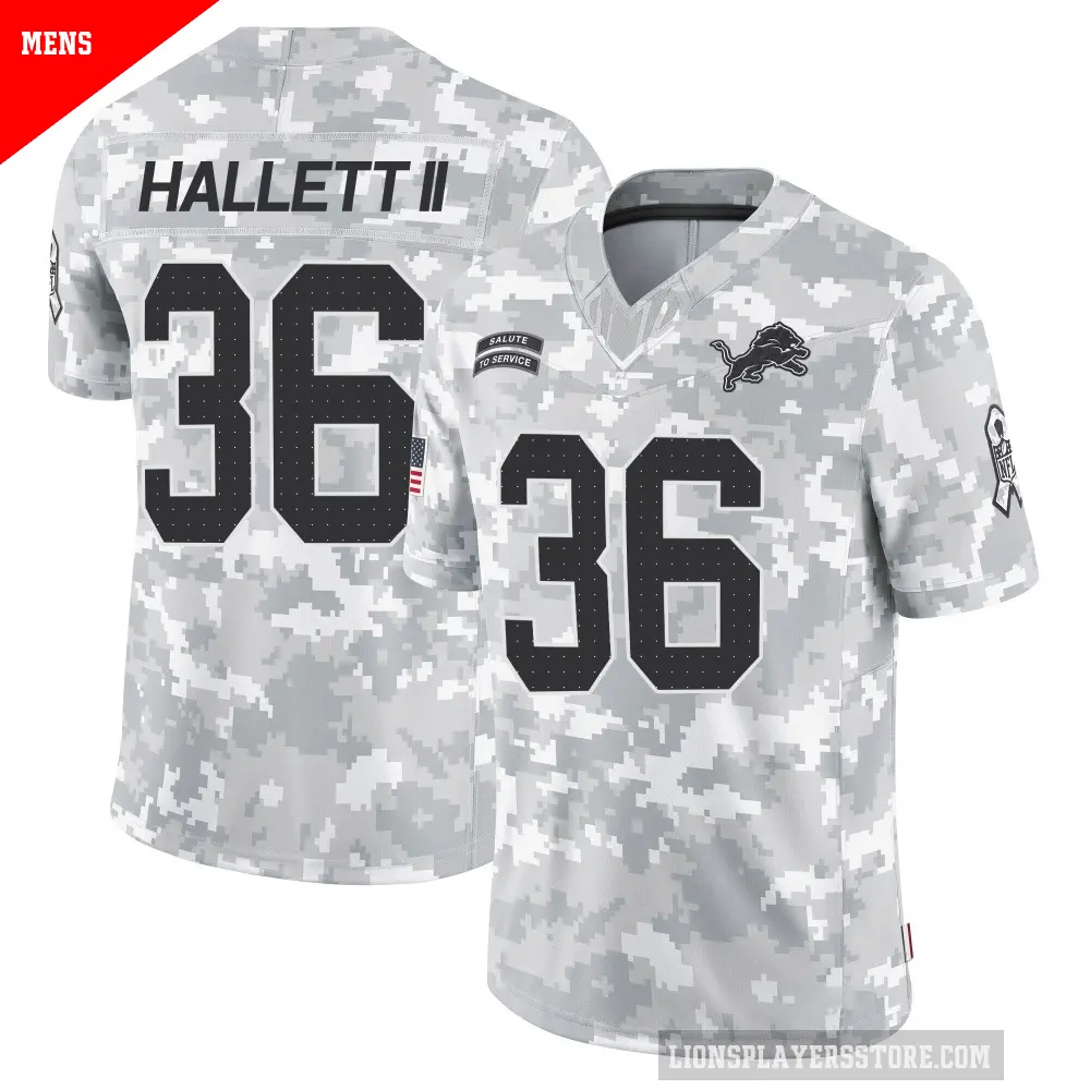 Men's Detroit Lions ＃36 Erick Hallett II Arctic Camo Limited 2024 Salute to Service Jersey