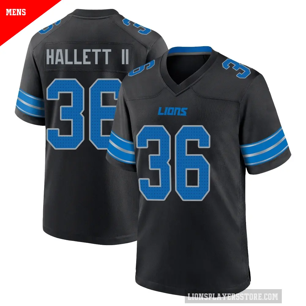 Men's Detroit Lions ＃36 Erick Hallett II Black Game Alternate 2nd Jersey