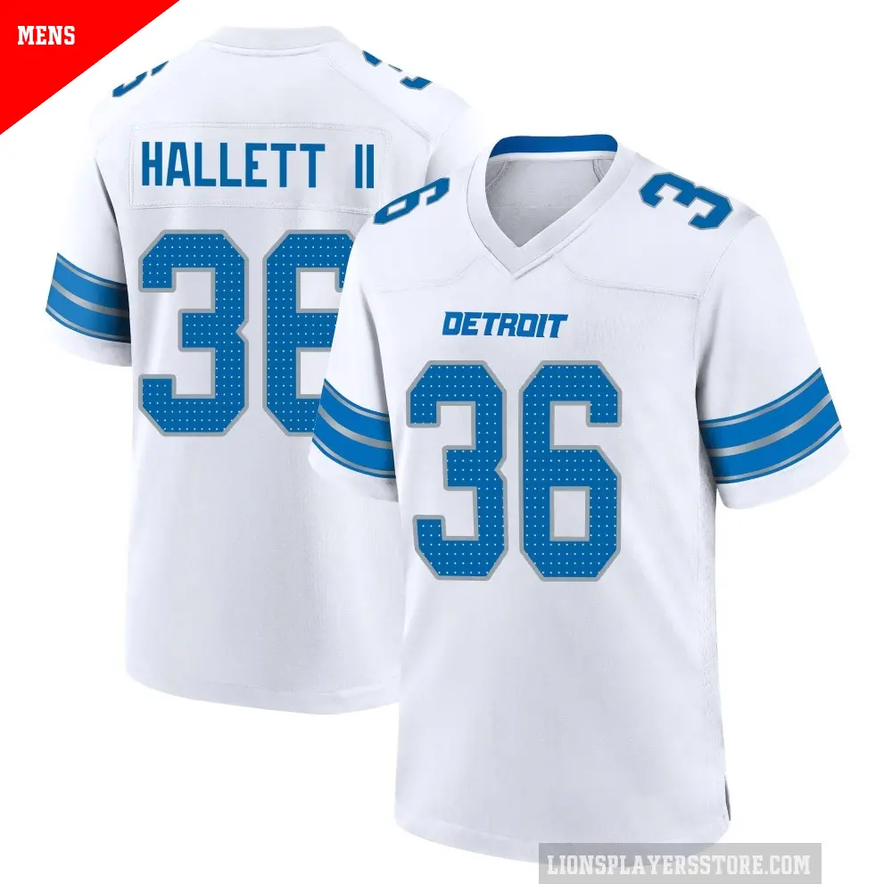 Men's Detroit Lions ＃36 Erick Hallett II White Game 2nd Jersey