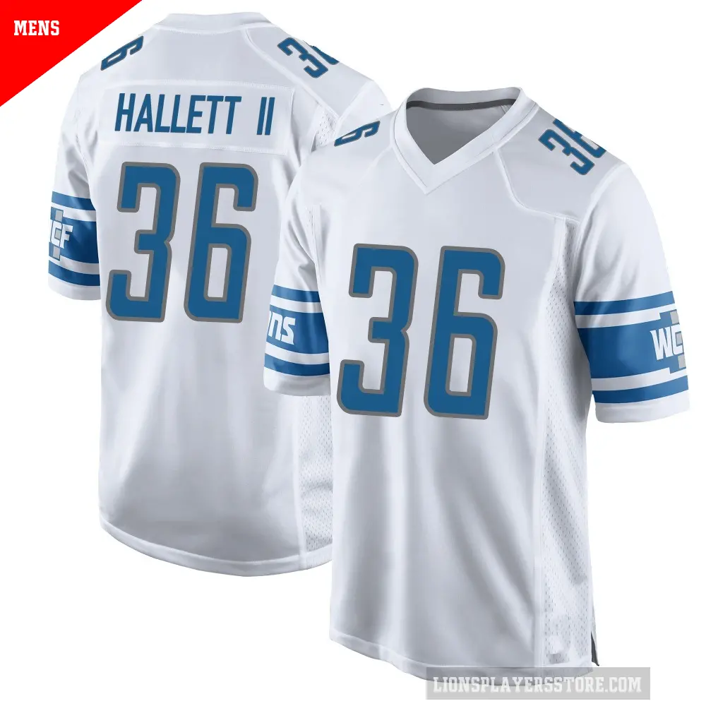 Men's Detroit Lions ＃36 Erick Hallett II White Game Jersey