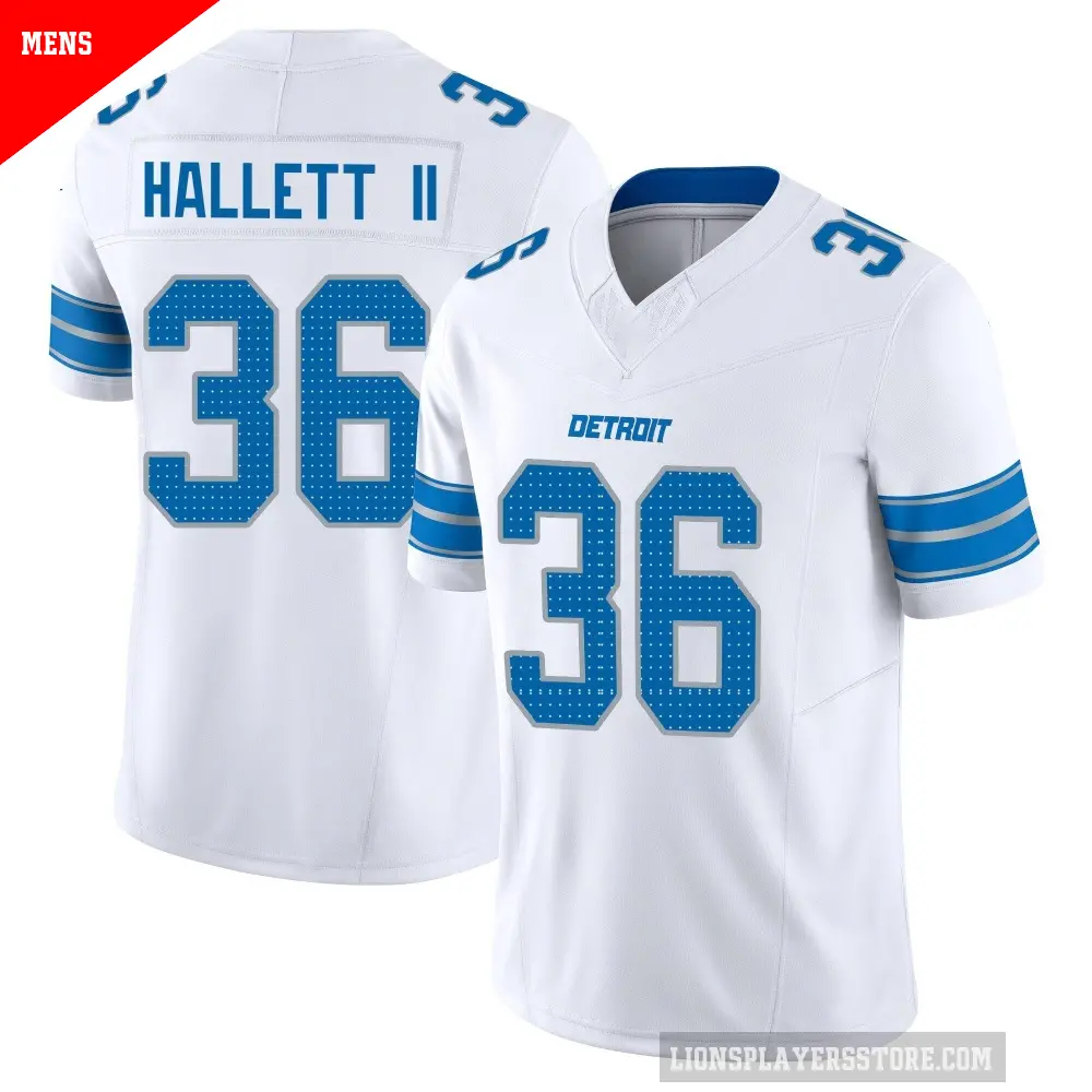 Men's Detroit Lions ＃36 Erick Hallett II White Limited Vapor F.U.S.E. 2nd Jersey