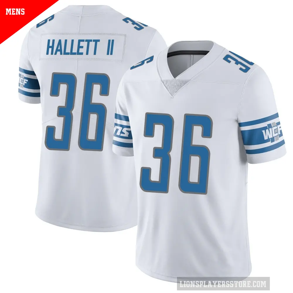 Men's Detroit Lions ＃36 Erick Hallett II White Limited Vapor Untouchable Jersey
