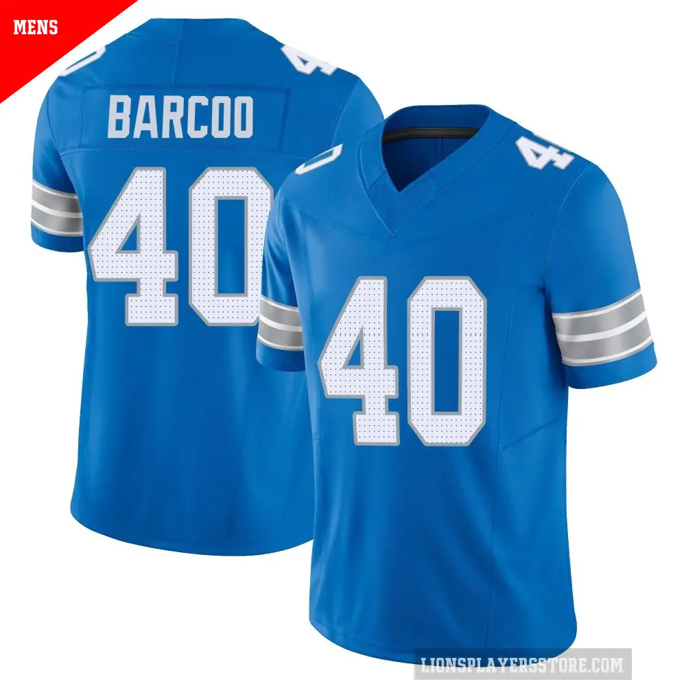 Men's Detroit Lions ＃40 Luq Barcoo Blue Limited Vapor F.U.S.E. 2nd Jersey