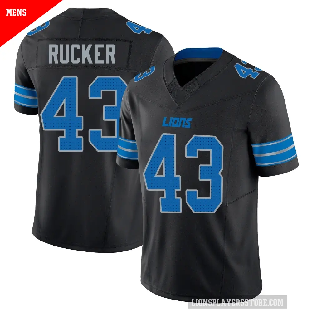 Men's Detroit Lions ＃43 De'Shawn Rucker Black Limited Alternate Vapor F.U.S.E. 2nd Jersey