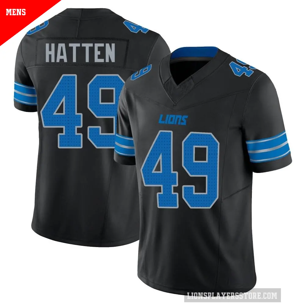 Men's Detroit Lions ＃49 Hogan Hatten Black Limited Alternate Vapor F.U.S.E. 2nd Jersey