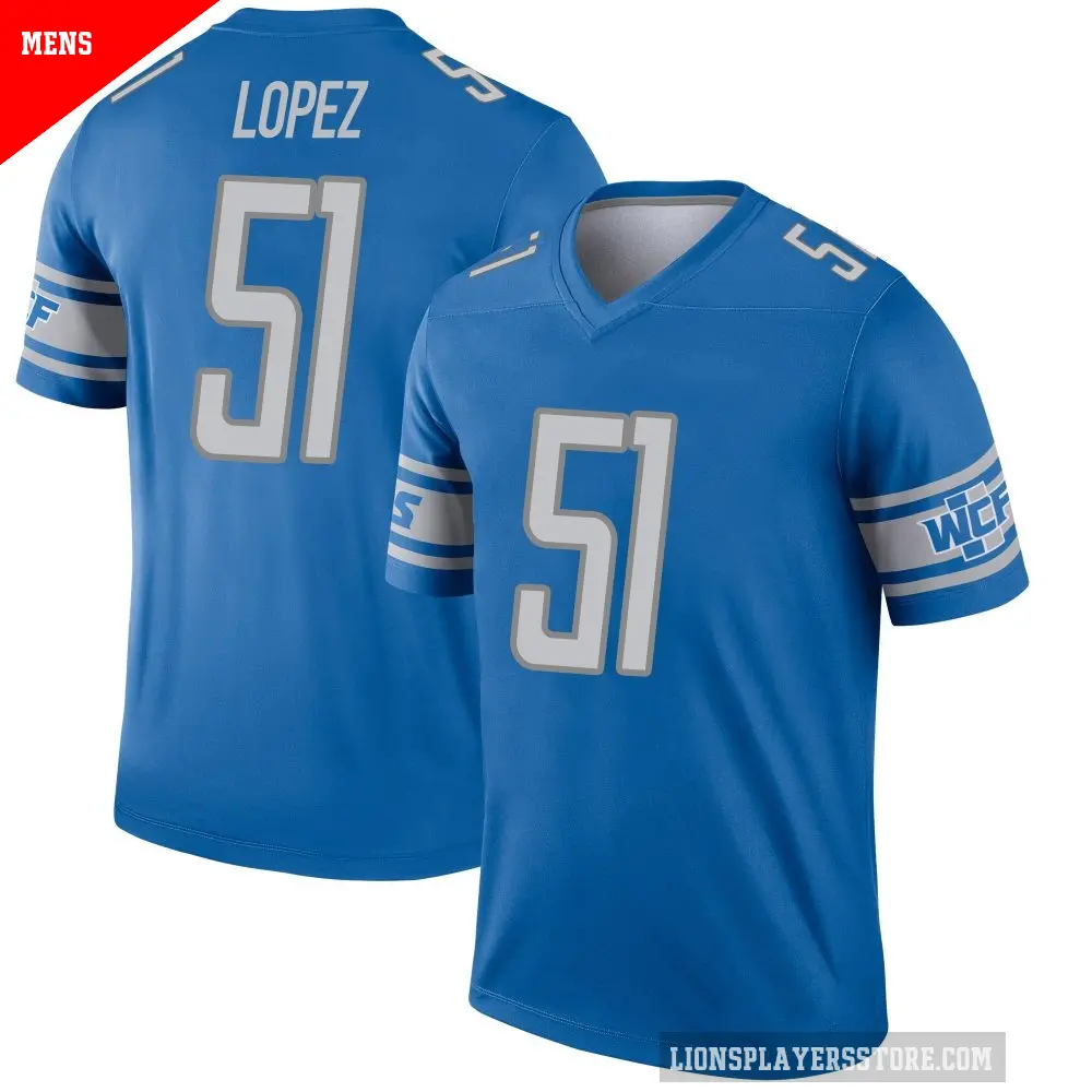 Men's Detroit Lions ＃51 Roy Lopez Blue Legend Jersey