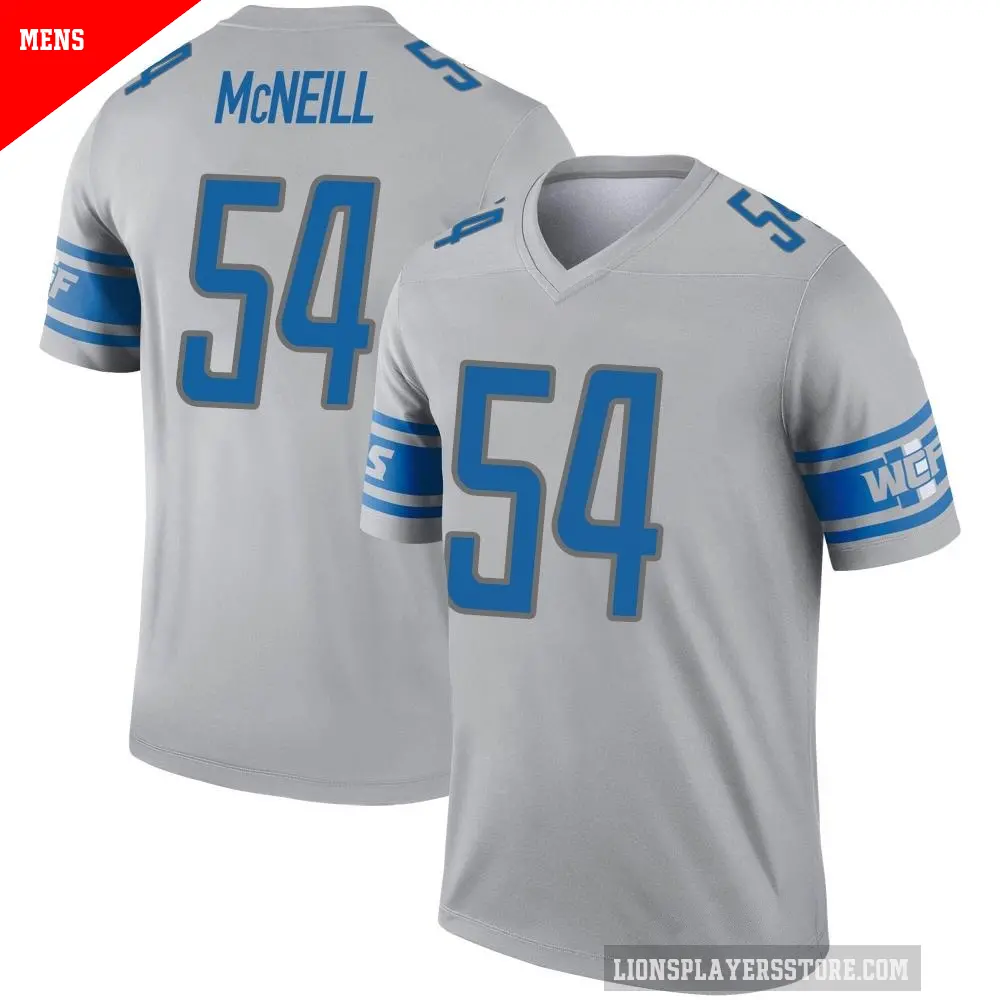 Men's Detroit Lions ＃54 Alim McNeill Gray Legend Inverted Jersey