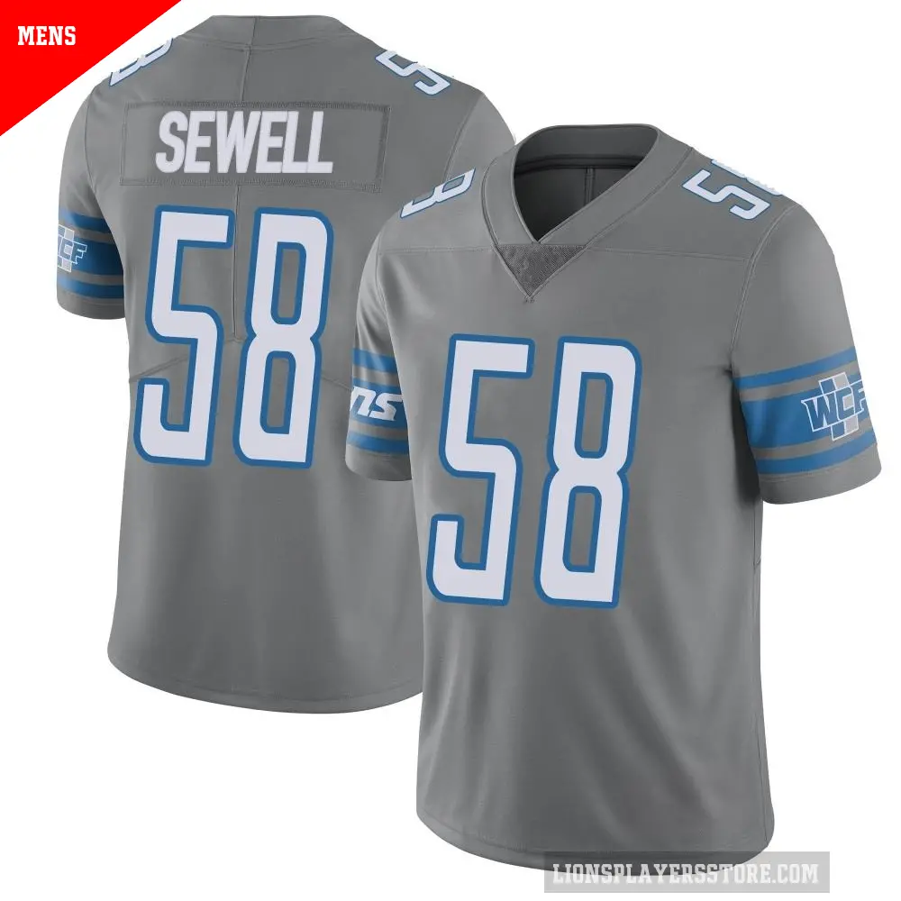 Men's Detroit Lions ＃58 Penei Sewell Limited Color Rush Steel Vapor Untouchable Jersey
