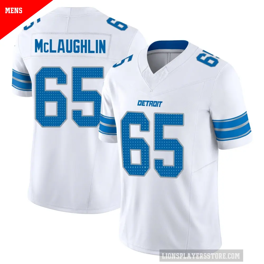 Men's Detroit Lions ＃65 Seth McLaughlin White Limited Vapor F.U.S.E. 2nd Jersey