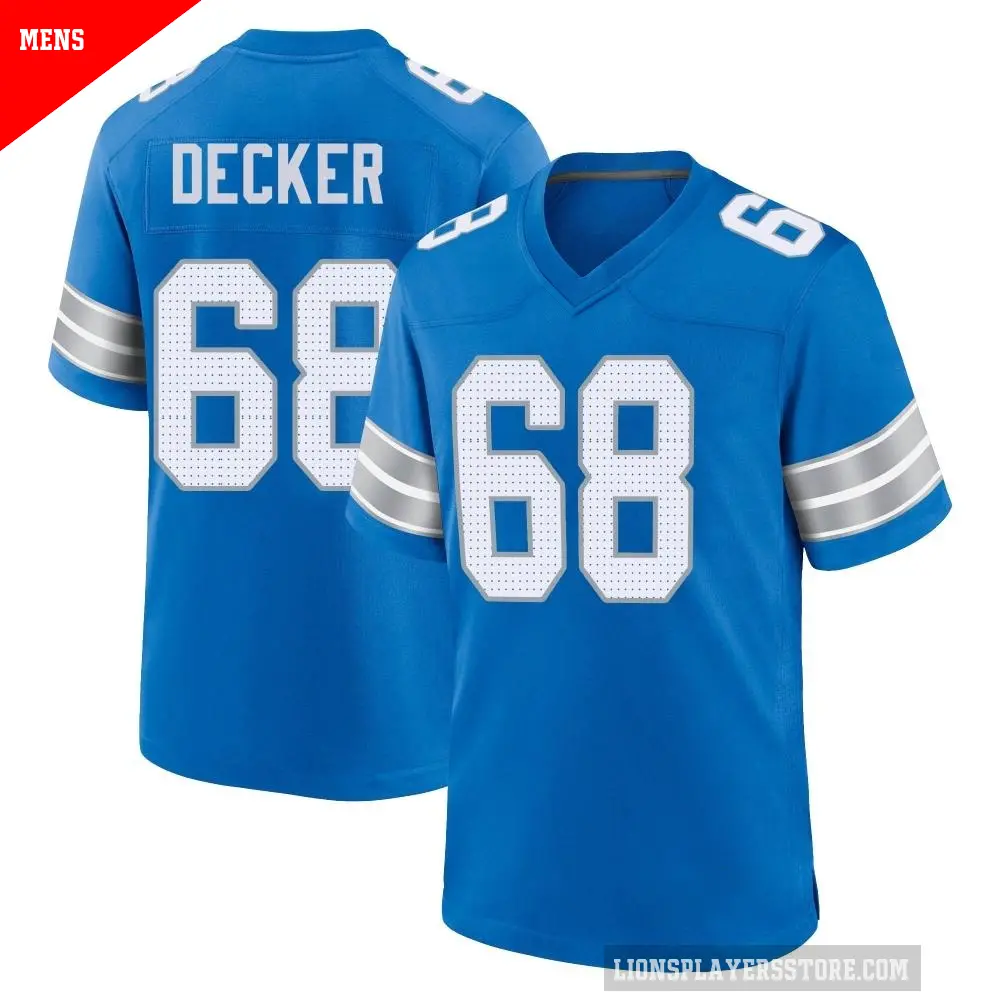 Men's Detroit Lions ＃68 Taylor Decker Blue Game 2nd Jersey