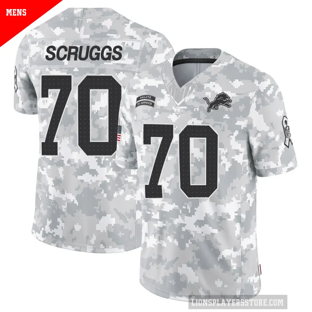 Men's Detroit Lions ＃70 Juice Scruggs Arctic Camo Limited 2024 Salute to Service Jersey