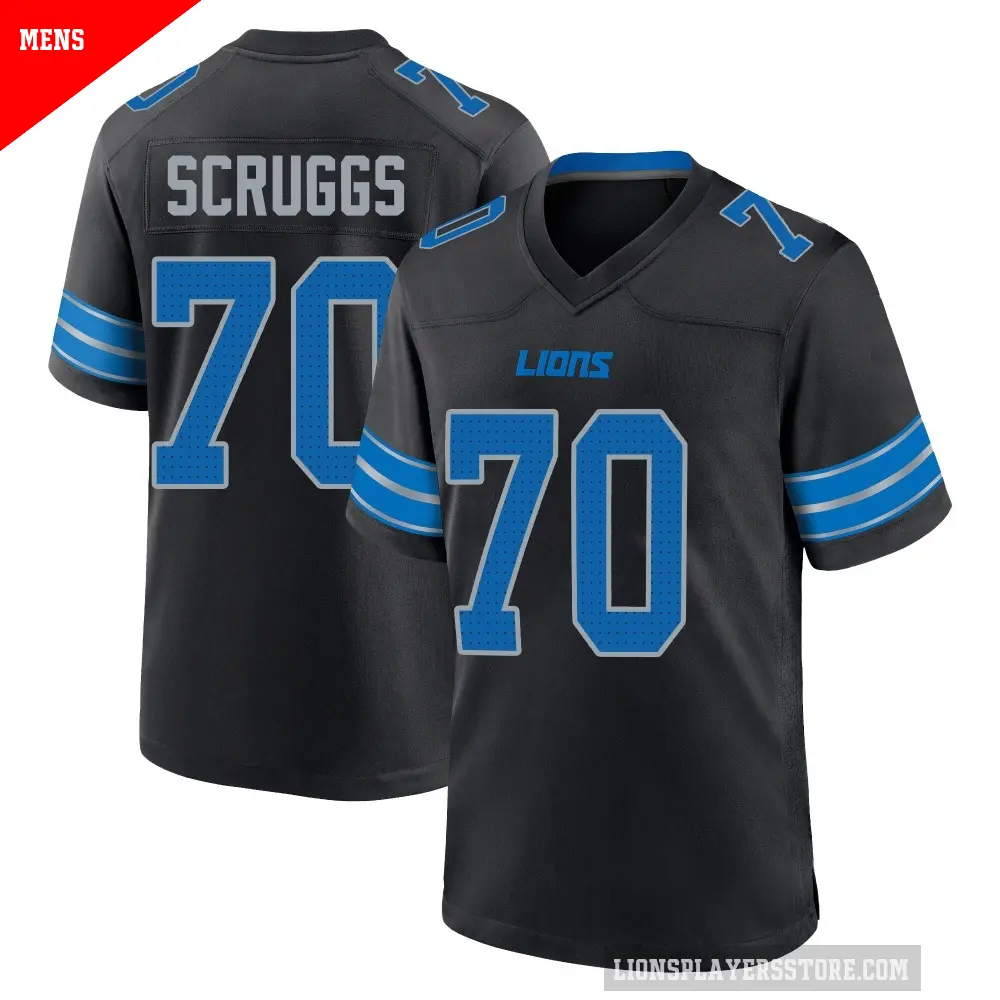 Men's Detroit Lions ＃70 Juice Scruggs Black Game Alternate 2nd Jersey