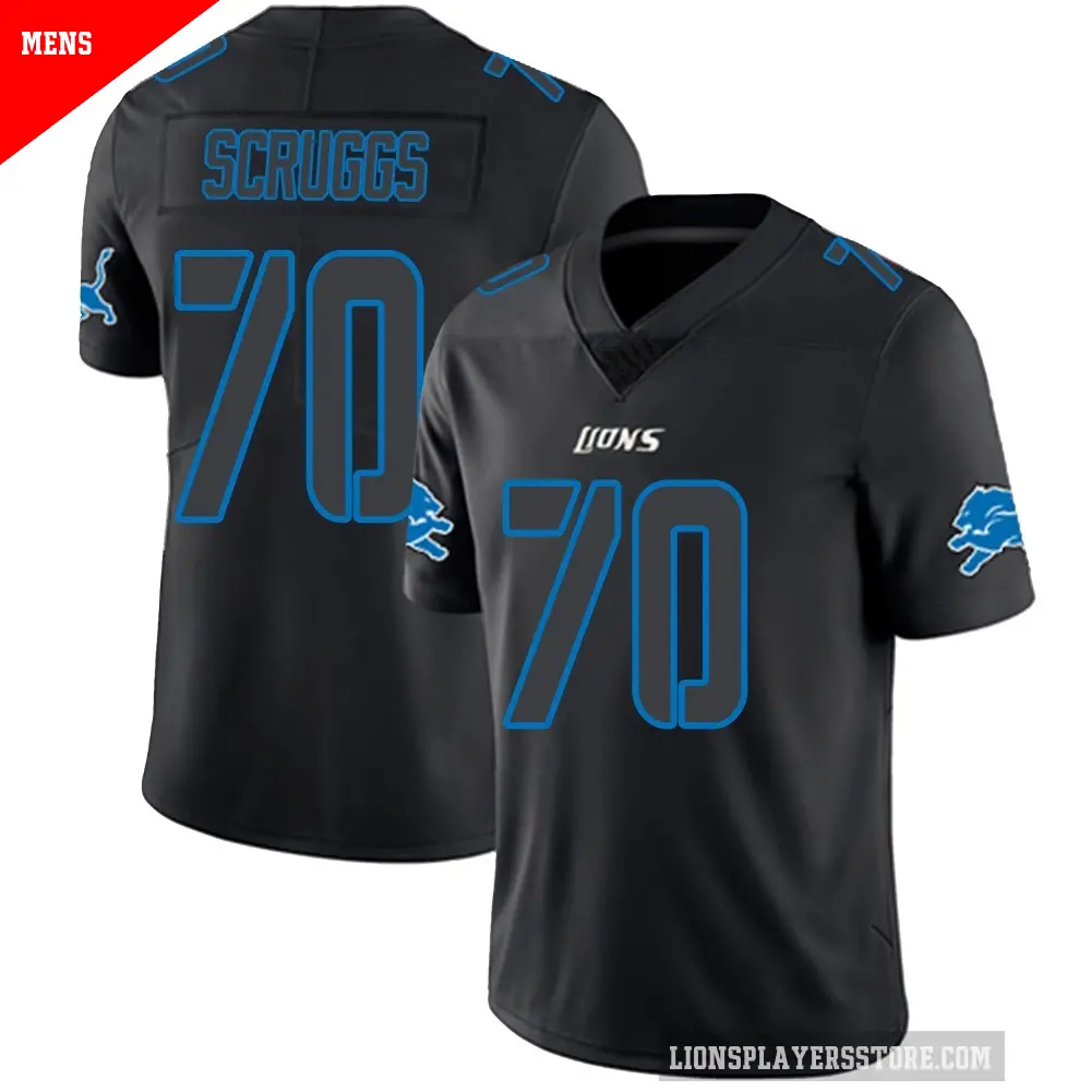 Men's Detroit Lions ＃70 Juice Scruggs Black Impact Limited Jersey