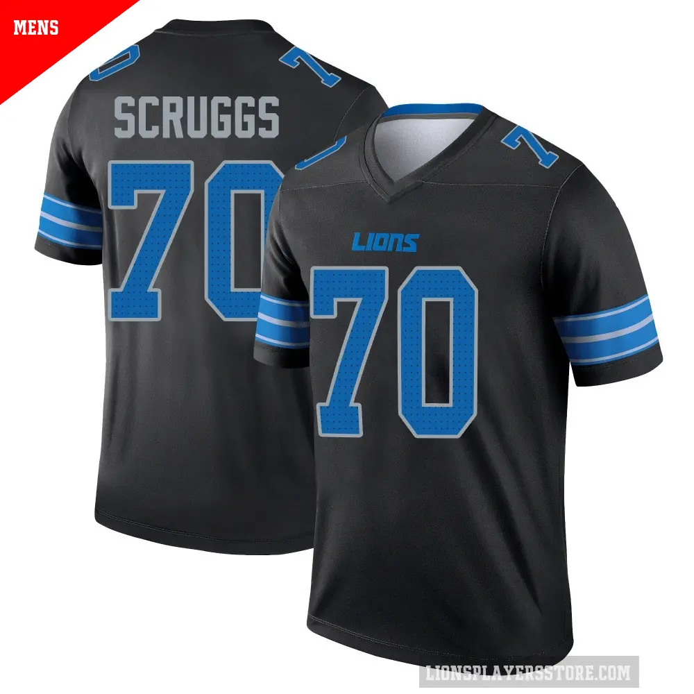Men's Detroit Lions ＃70 Juice Scruggs Black Legend Jersey
