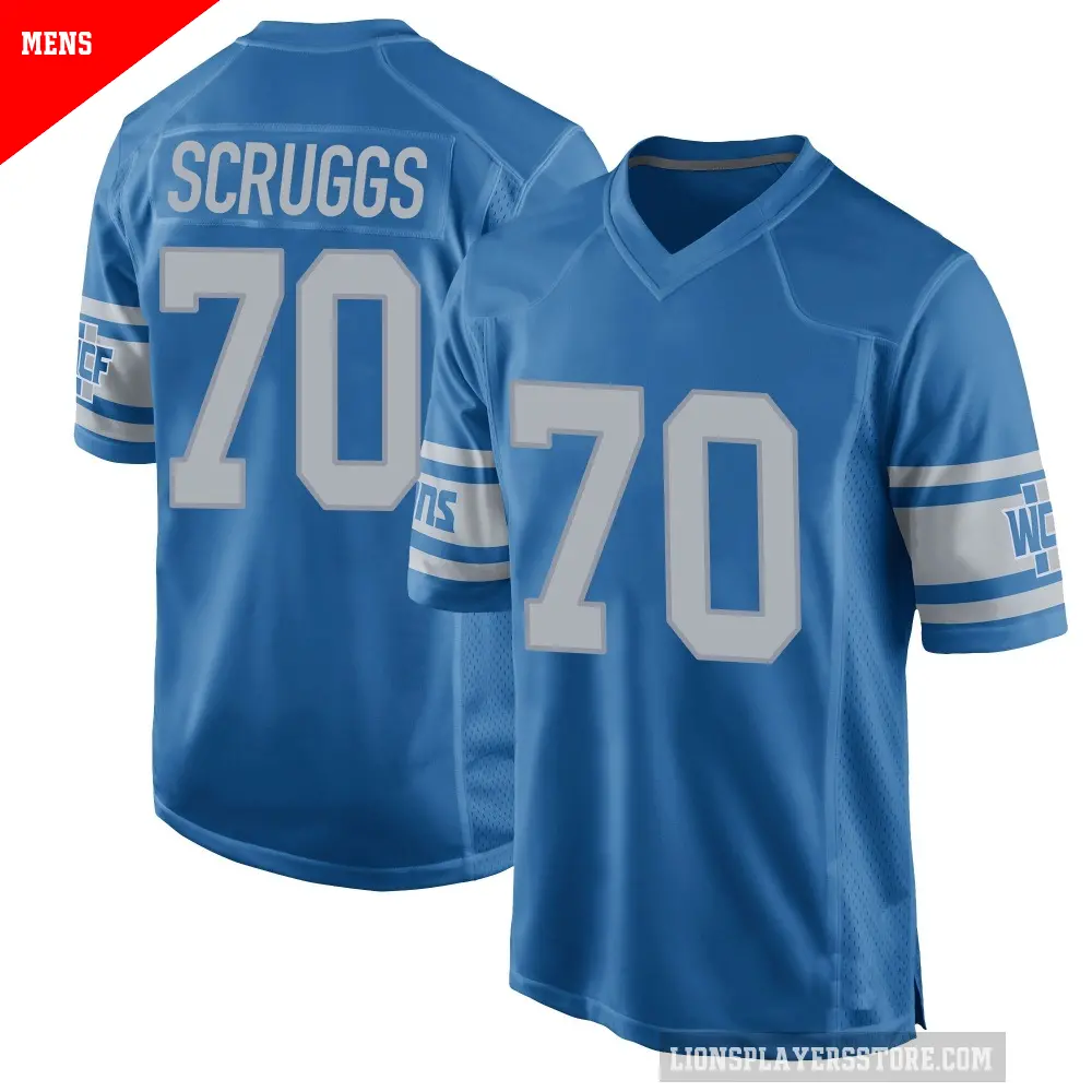 Men's Detroit Lions ＃70 Juice Scruggs Blue Game Throwback Vapor Untouchable Jersey