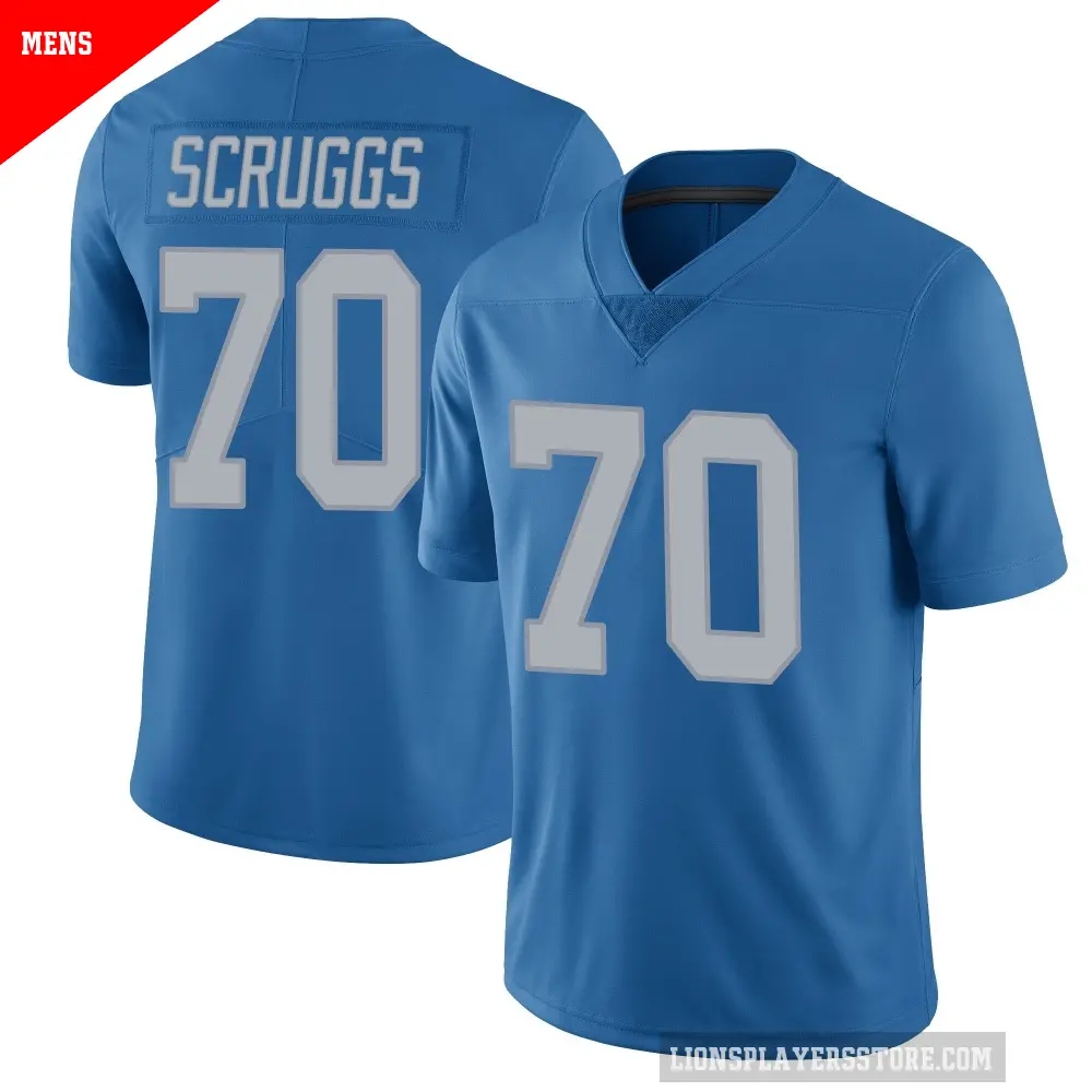 Men's Detroit Lions ＃70 Juice Scruggs Blue Limited Throwback Vapor Untouchable Jersey