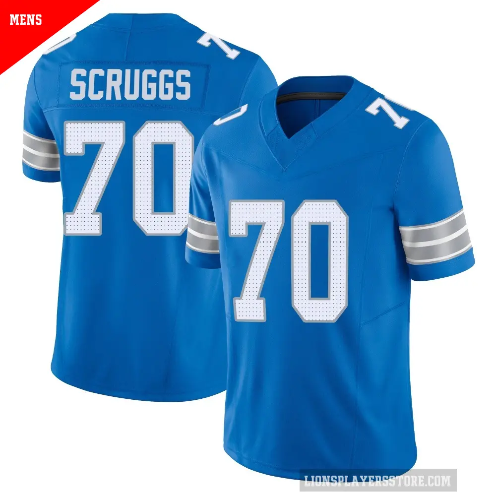 Men's Detroit Lions ＃70 Juice Scruggs Blue Limited Vapor F.U.S.E. 2nd Jersey