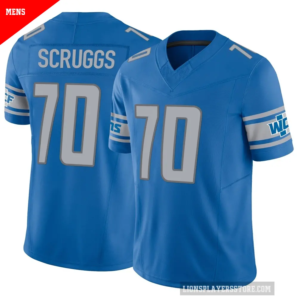 Men's Detroit Lions ＃70 Juice Scruggs Blue Limited Vapor F.U.S.E. Jersey