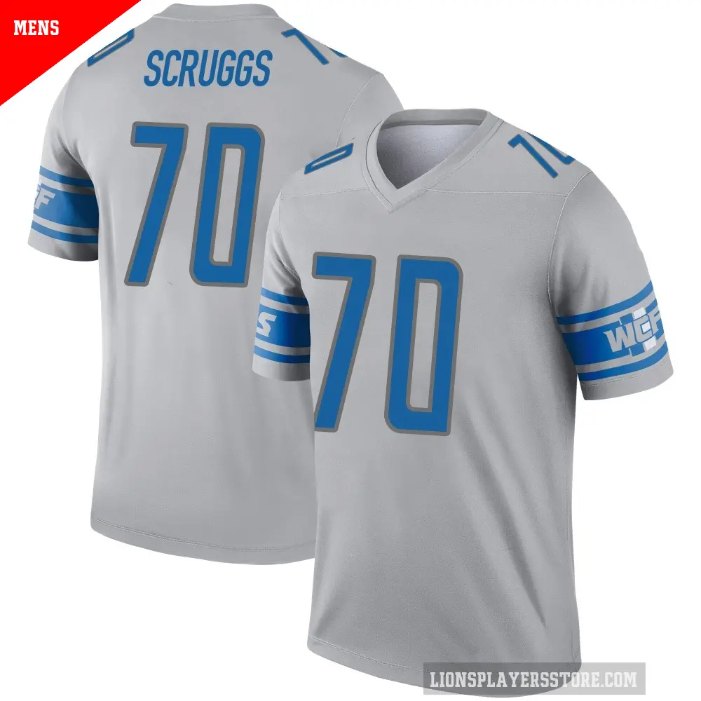Men's Detroit Lions ＃70 Juice Scruggs Gray Legend Inverted Jersey