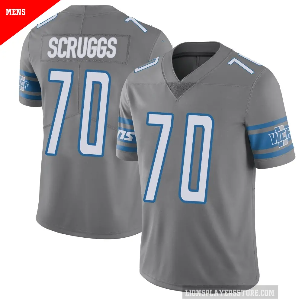 Men's Detroit Lions ＃70 Juice Scruggs Limited Color Rush Steel Vapor Untouchable Jersey