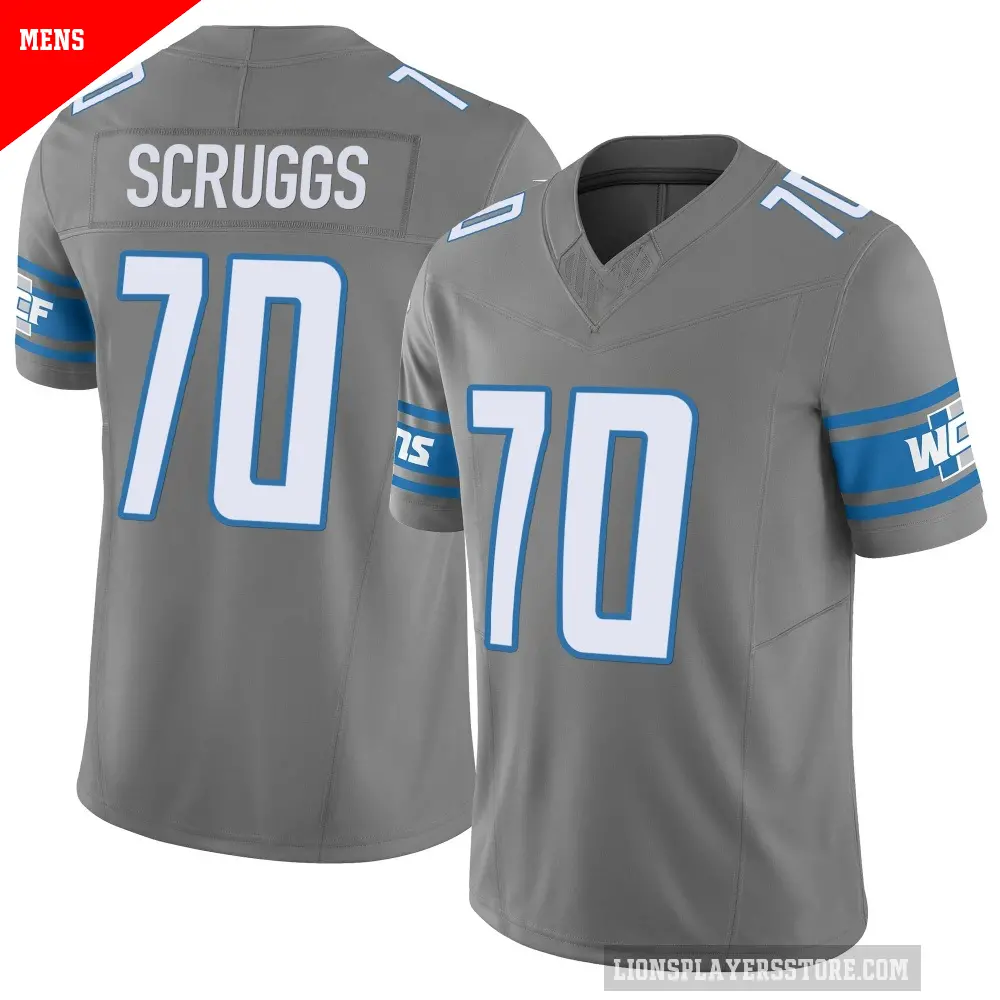 Men's Detroit Lions ＃70 Juice Scruggs Limited Silver Vapor F.U.S.E. Jersey