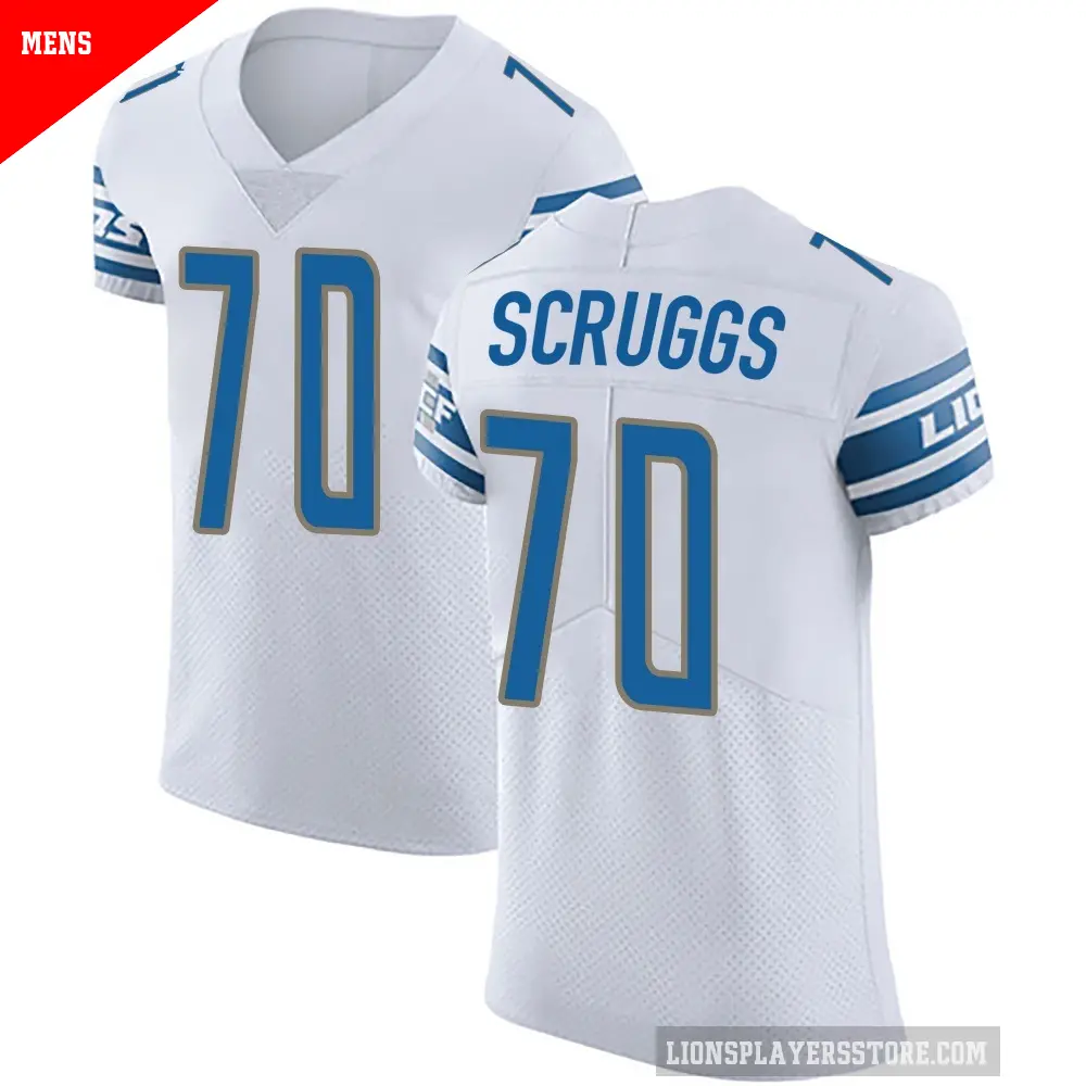 Men's Detroit Lions ＃70 Juice Scruggs White Elite Vapor Untouchable Jersey