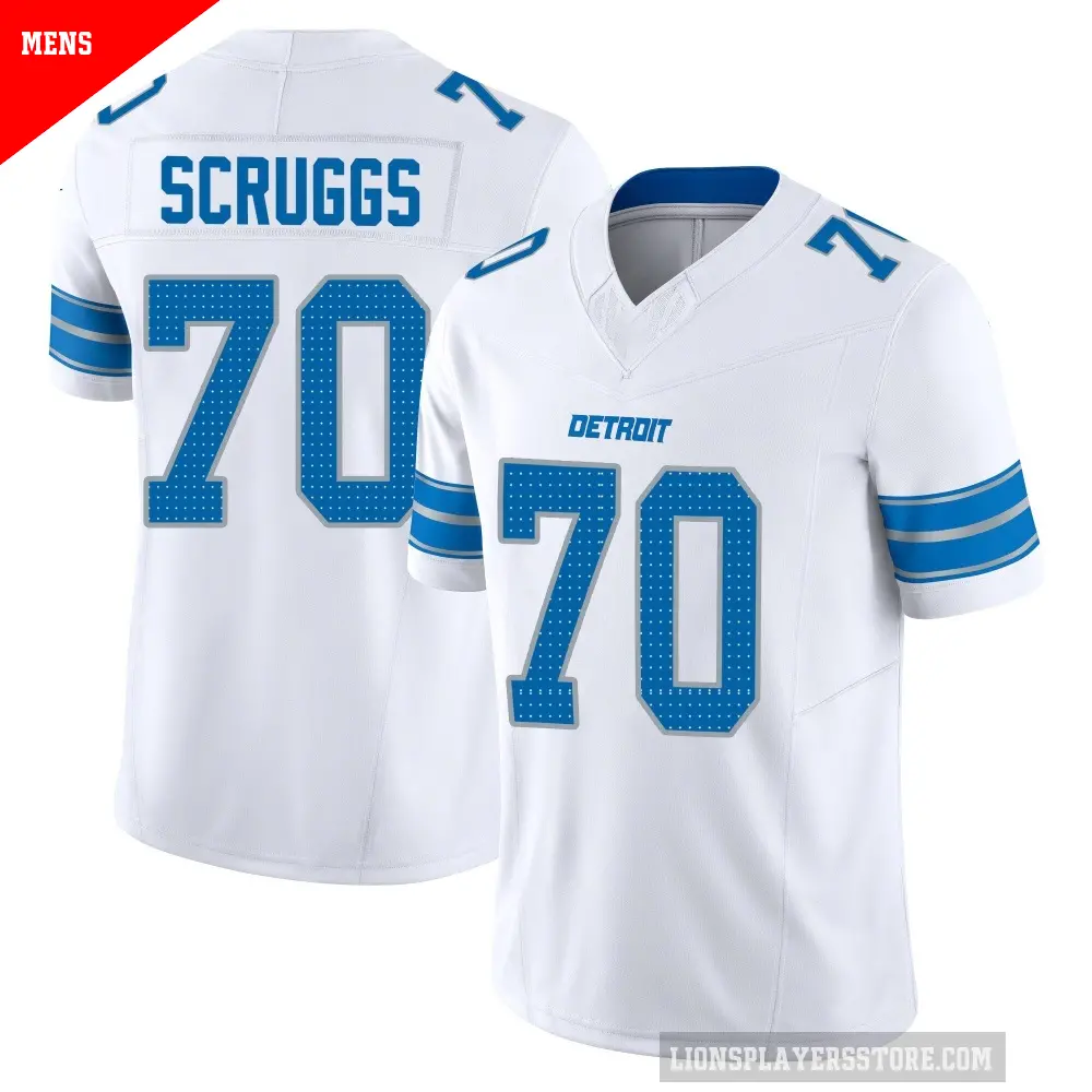 Men's Detroit Lions ＃70 Juice Scruggs White Limited Vapor F.U.S.E. 2nd Jersey