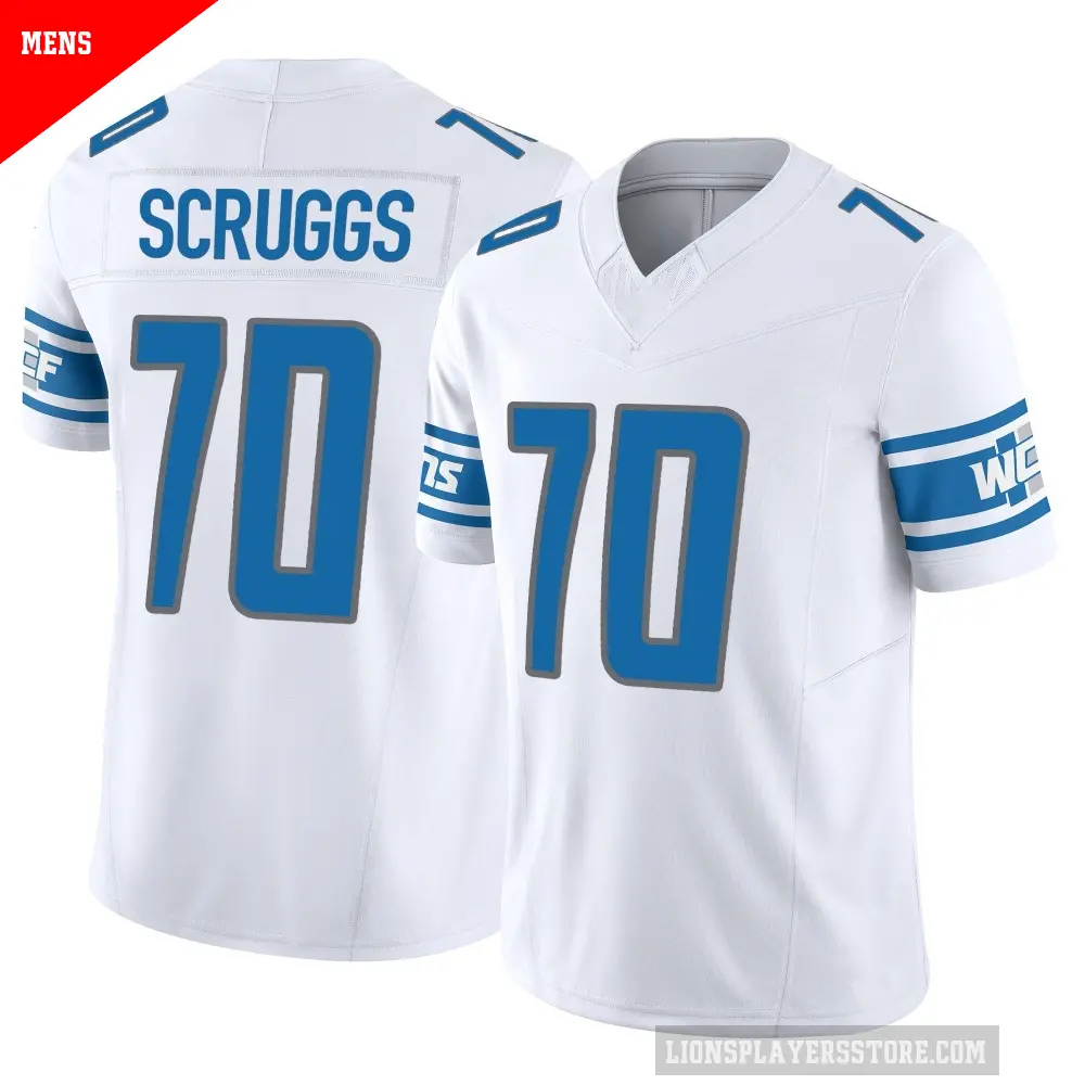 Men's Detroit Lions ＃70 Juice Scruggs White Limited Vapor F.U.S.E. Jersey