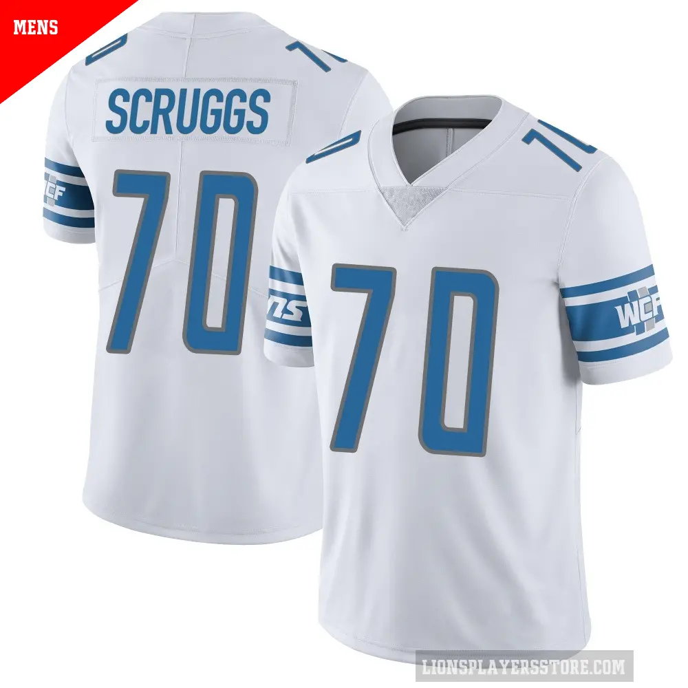 Men's Detroit Lions ＃70 Juice Scruggs White Limited Vapor Untouchable Jersey