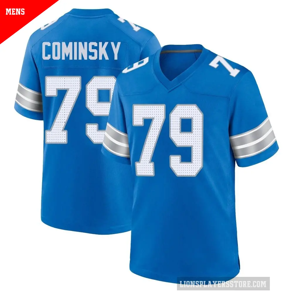 Men's Detroit Lions ＃79 John Cominsky Blue Game 2nd Jersey