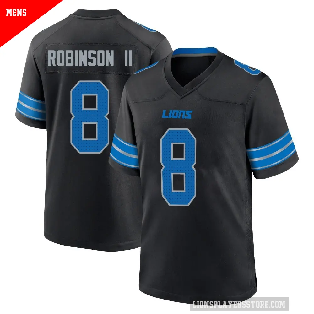 Men's Detroit Lions ＃8 Allen Robinson Black Game Alternate 2nd Jersey