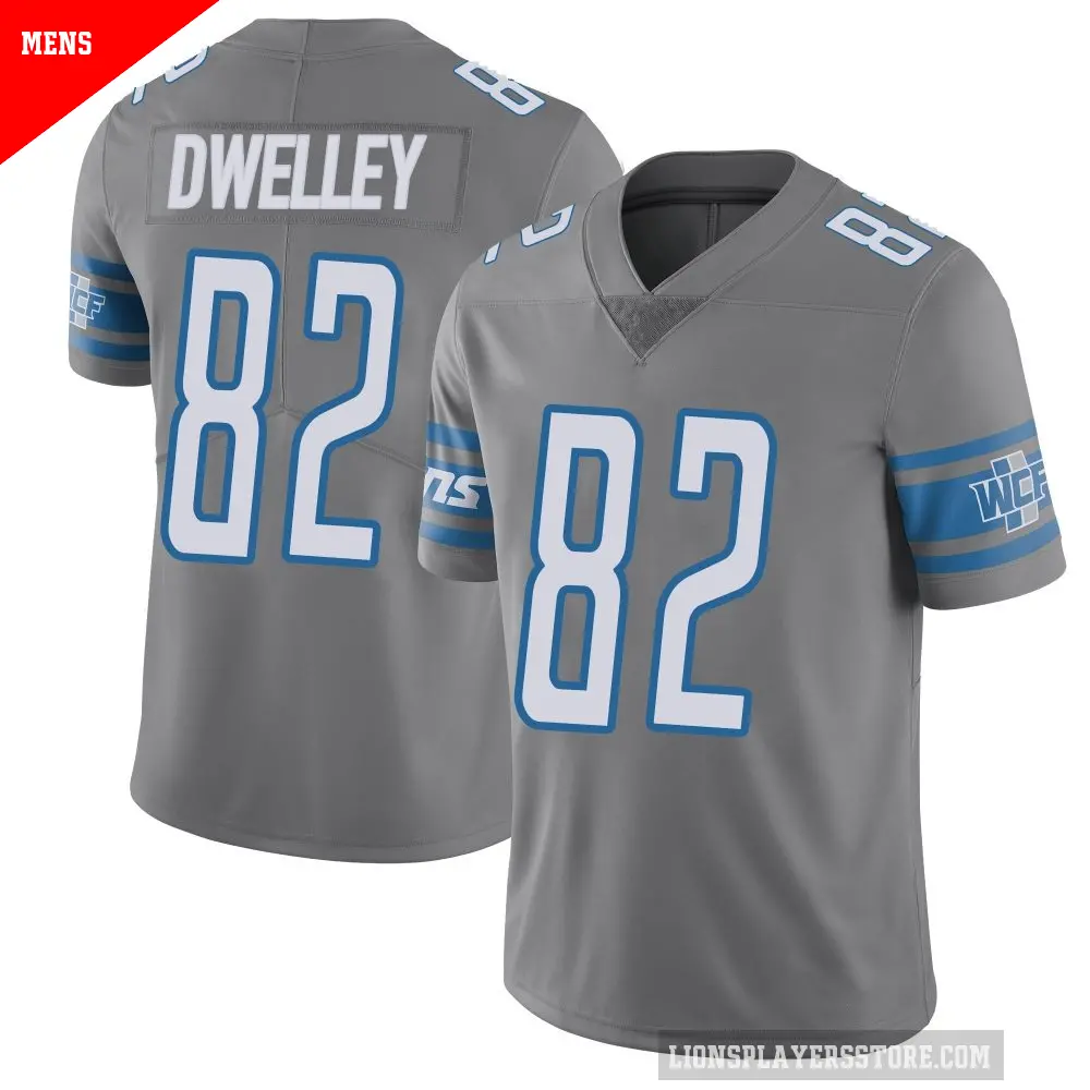 Men's Detroit Lions ＃82 Ross Dwelley Limited Color Rush Steel Vapor Untouchable Jersey
