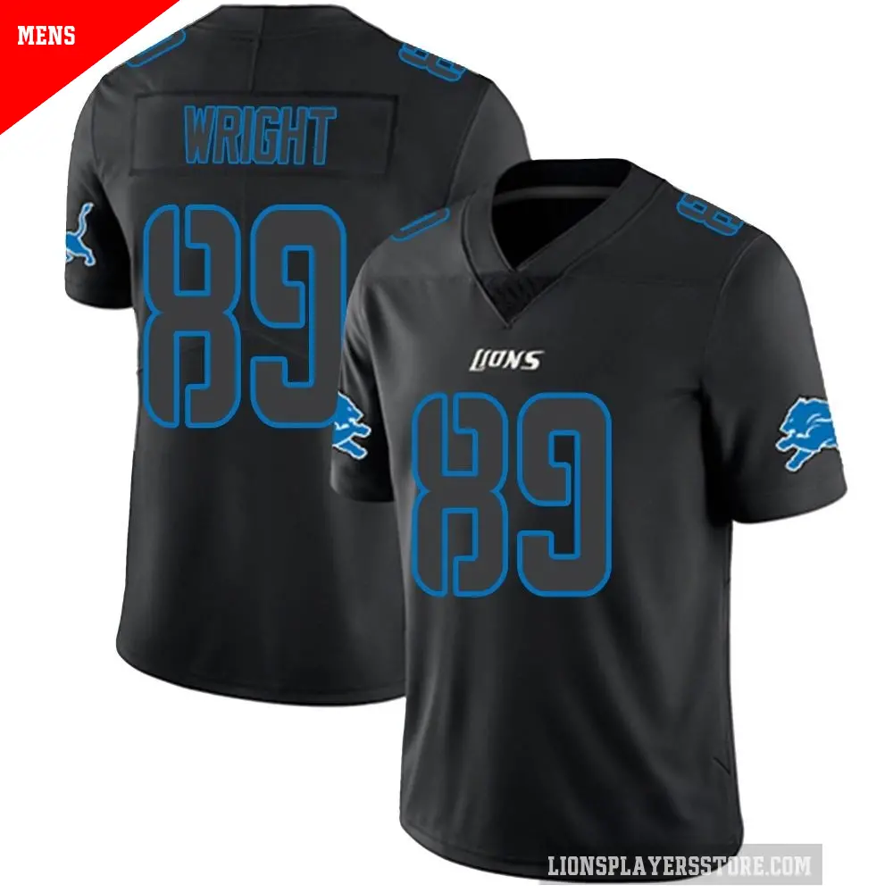 Men's Detroit Lions ＃89 Brock Wright Black Impact Limited Jersey