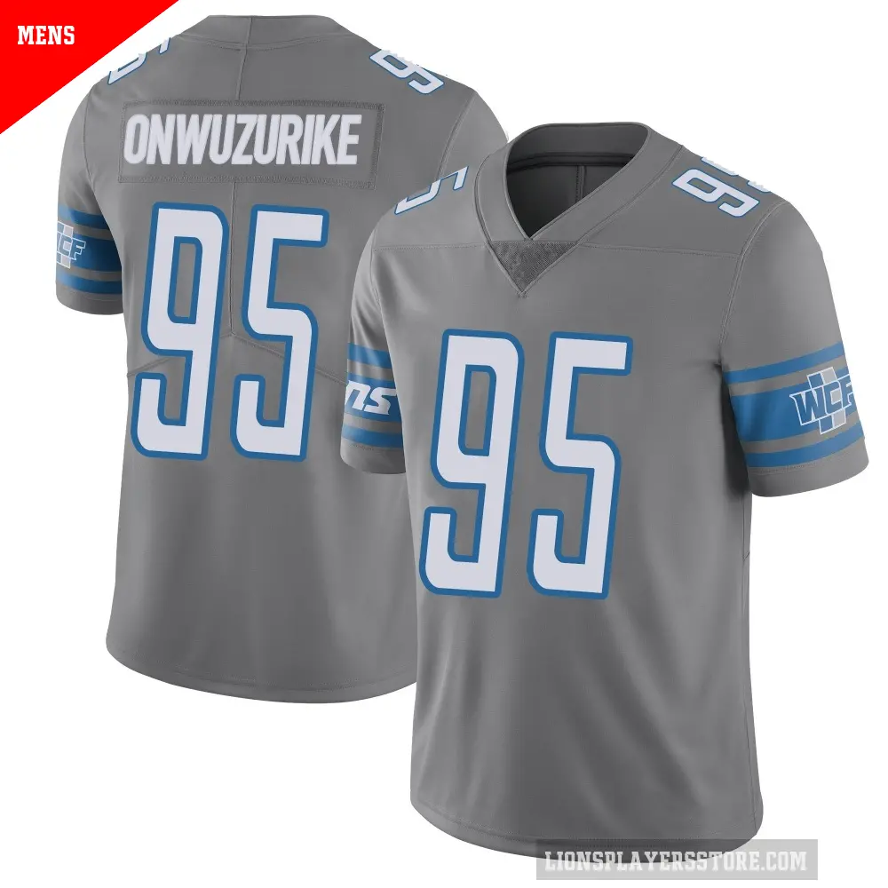 Men's Detroit Lions ＃95 Levi Onwuzurike Limited Color Rush Steel Vapor Untouchable Jersey