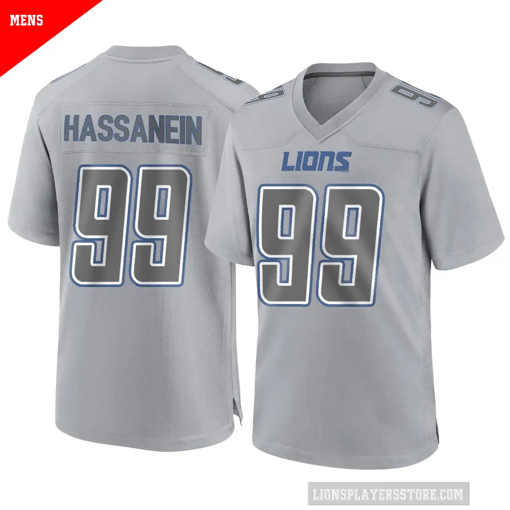 Men's Detroit Lions ＃99 Ahmed Hassanein Gray Game Atmosphere Fashion Jersey