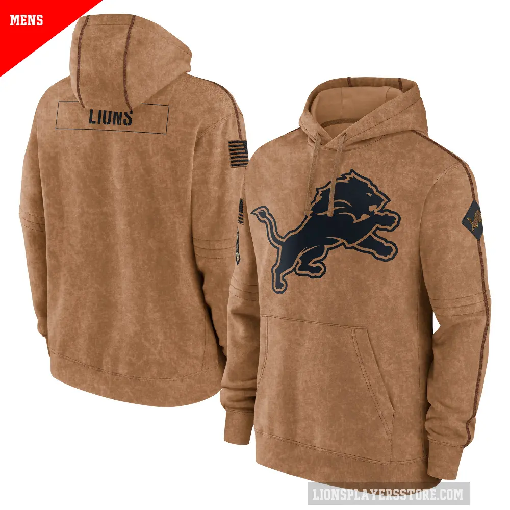 Men's Detroit Lions Brown 2023 Salute to Service Club Pullover Hoodie