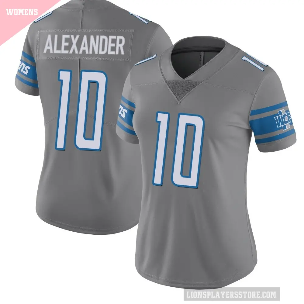 Women's Detroit Lions ＃10 Kwon Alexander Limited Color Rush Steel Jersey