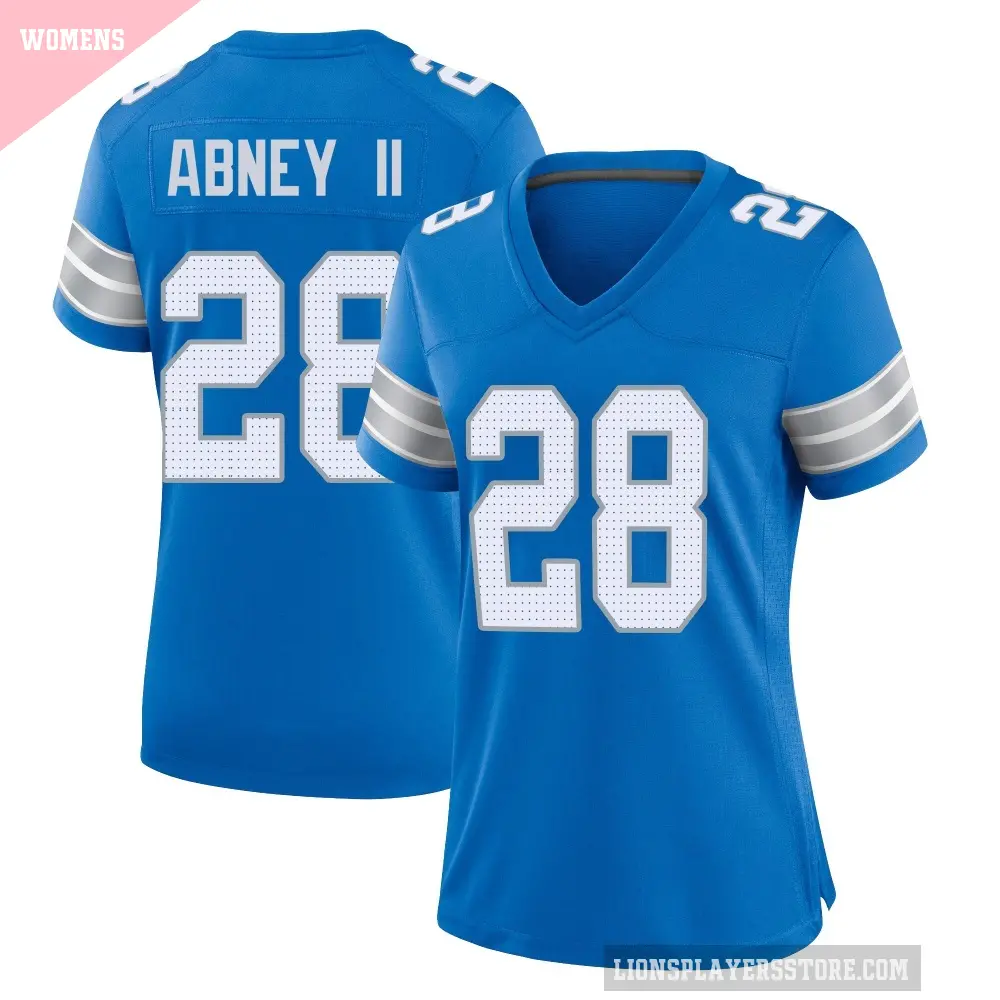 Women's Detroit Lions ＃28 Keith Abney II Blue Game 2nd Jersey