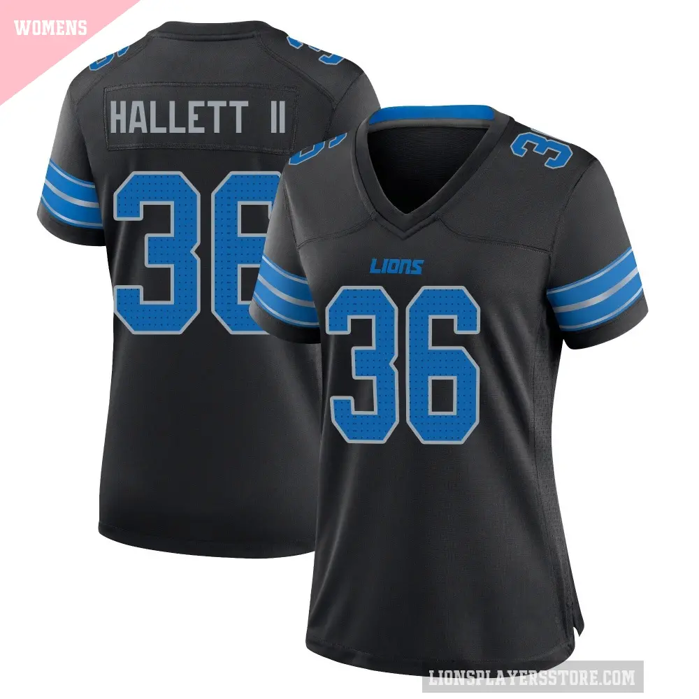 Women's Detroit Lions ＃36 Erick Hallett II Black Game Alternate 2nd Jersey