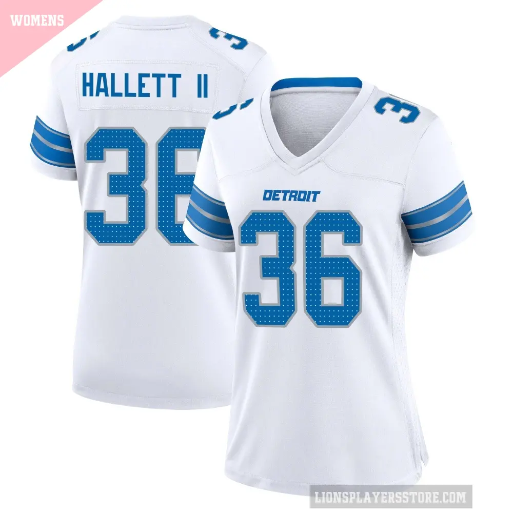 Women's Detroit Lions ＃36 Erick Hallett II White Game 2nd Jersey